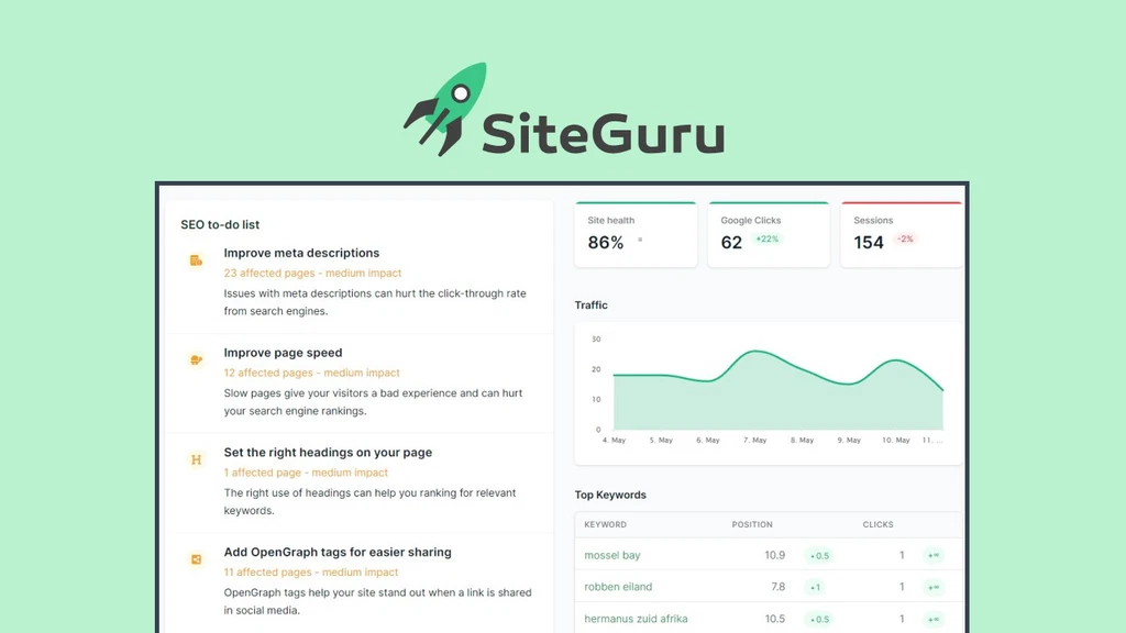 SiteGuru SEO tool actionable SEO to-do list improve website rankings SEO site audit monitor SEO progress boost search engine rankings SiteGuru review website optimization tool technical SEO audit improve Google ranking SEO performance tracking prioritize SEO tasks fix SEO issues