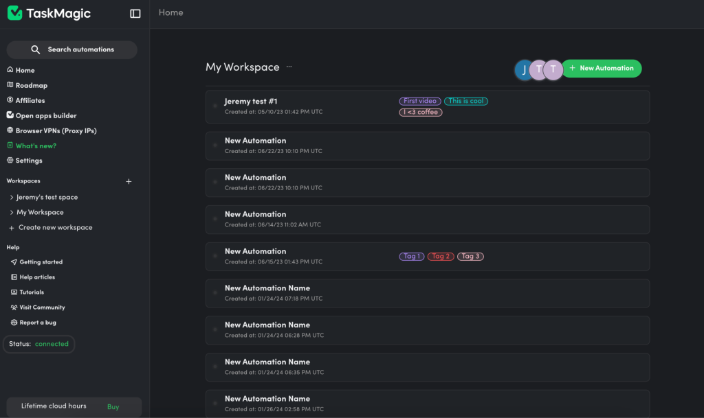 TaskMagic workflow automation unlimited workflows AI recommendations data scraping